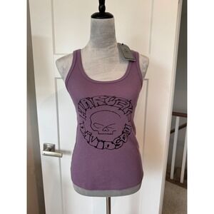 Harley Davidson Willie G Sketchbook Purple Skull Ribbed Tank Top M NEW